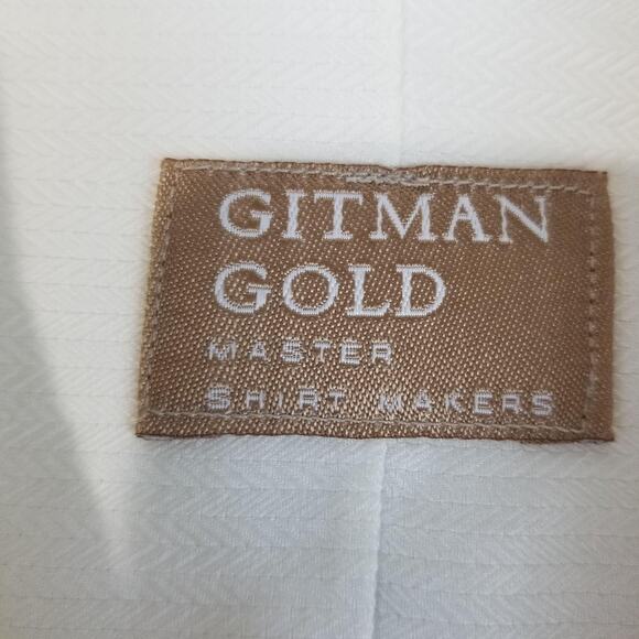 Gitman Gold Shirt Mens 16.5 34 White Herringbone French Cuff Long Sleeve USA - Picture 4 of 10